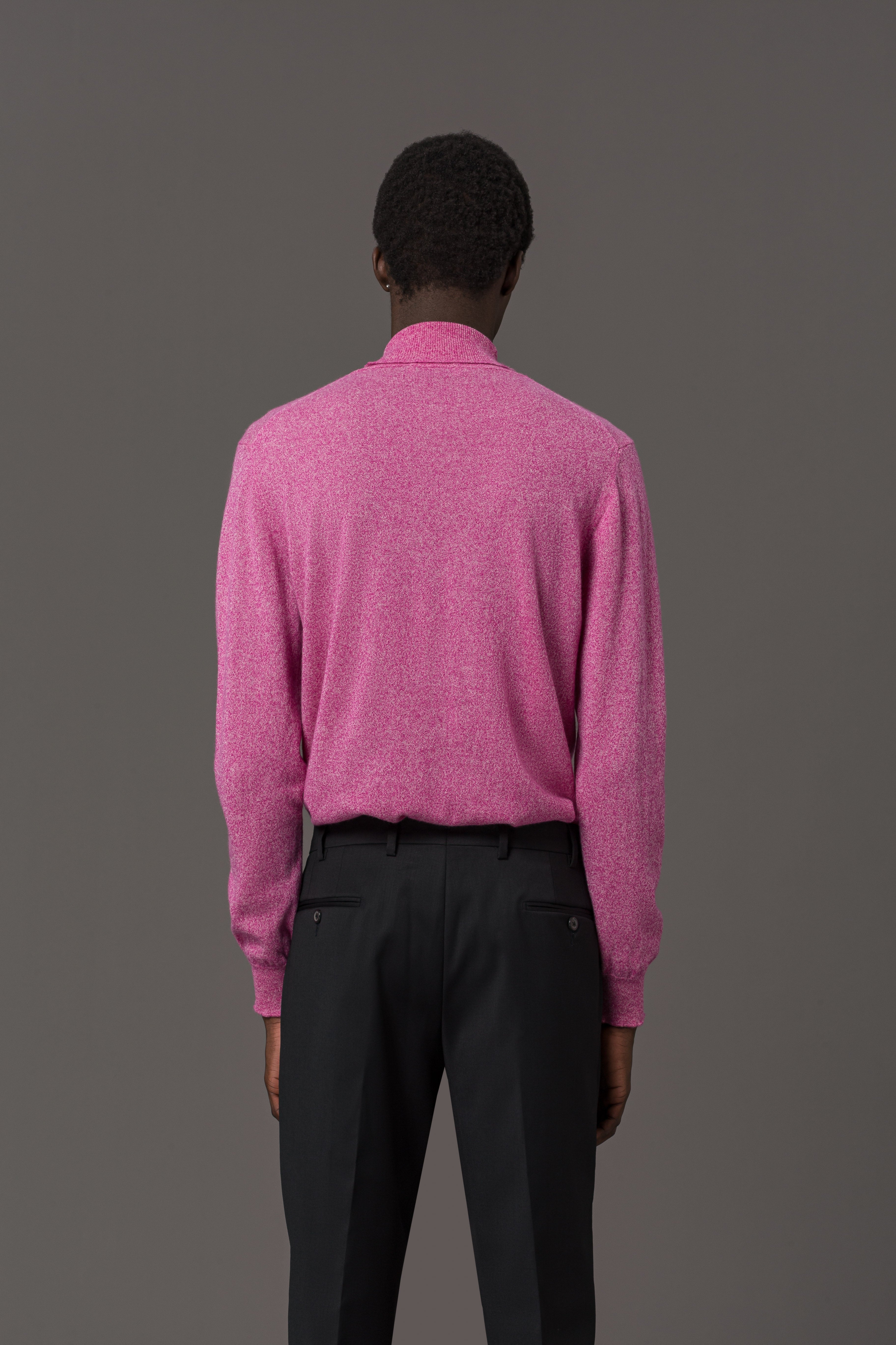Turtleneck Sweater Fine Knit Pink Melange