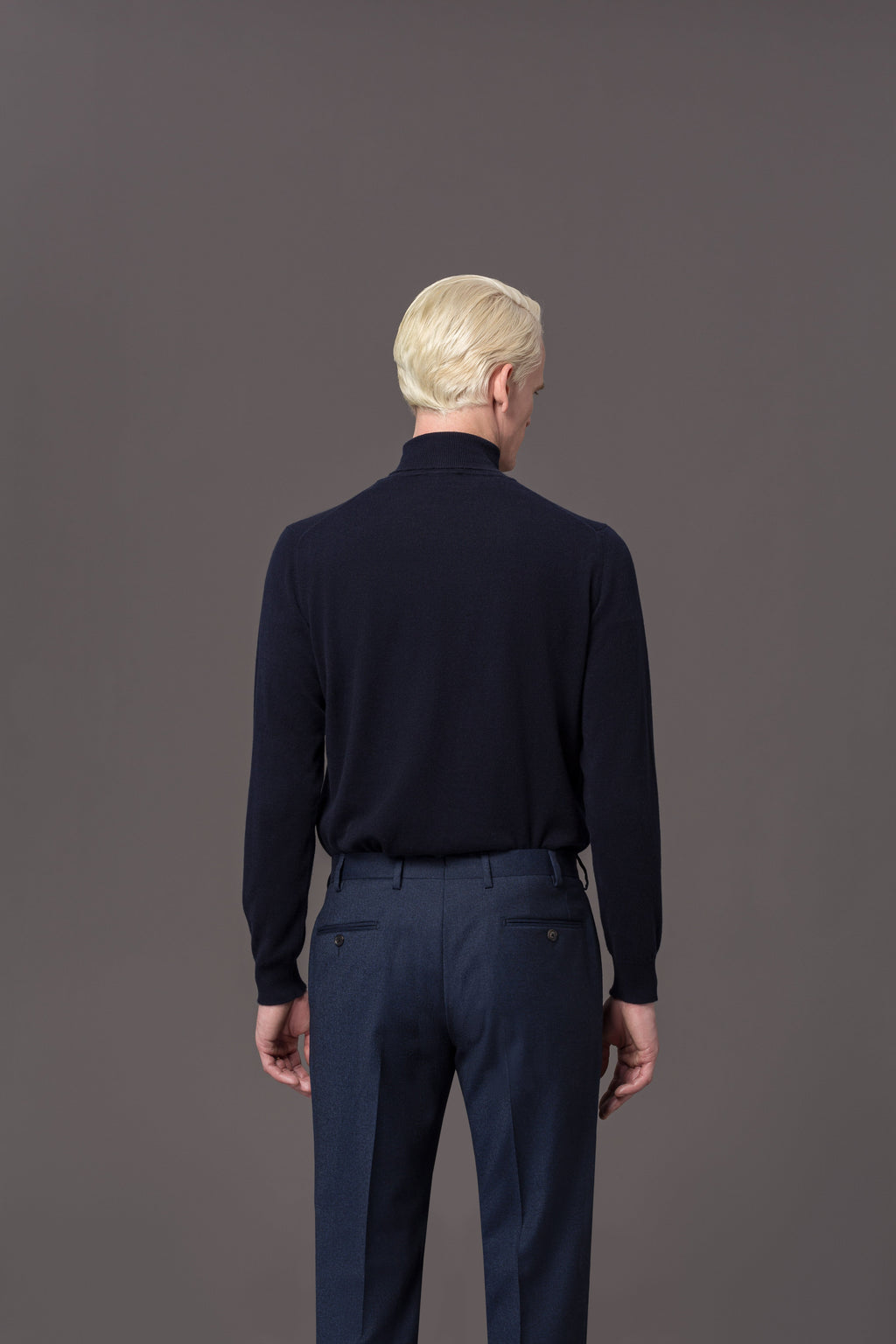 Turtleneck Sweater Fine Knit Navy