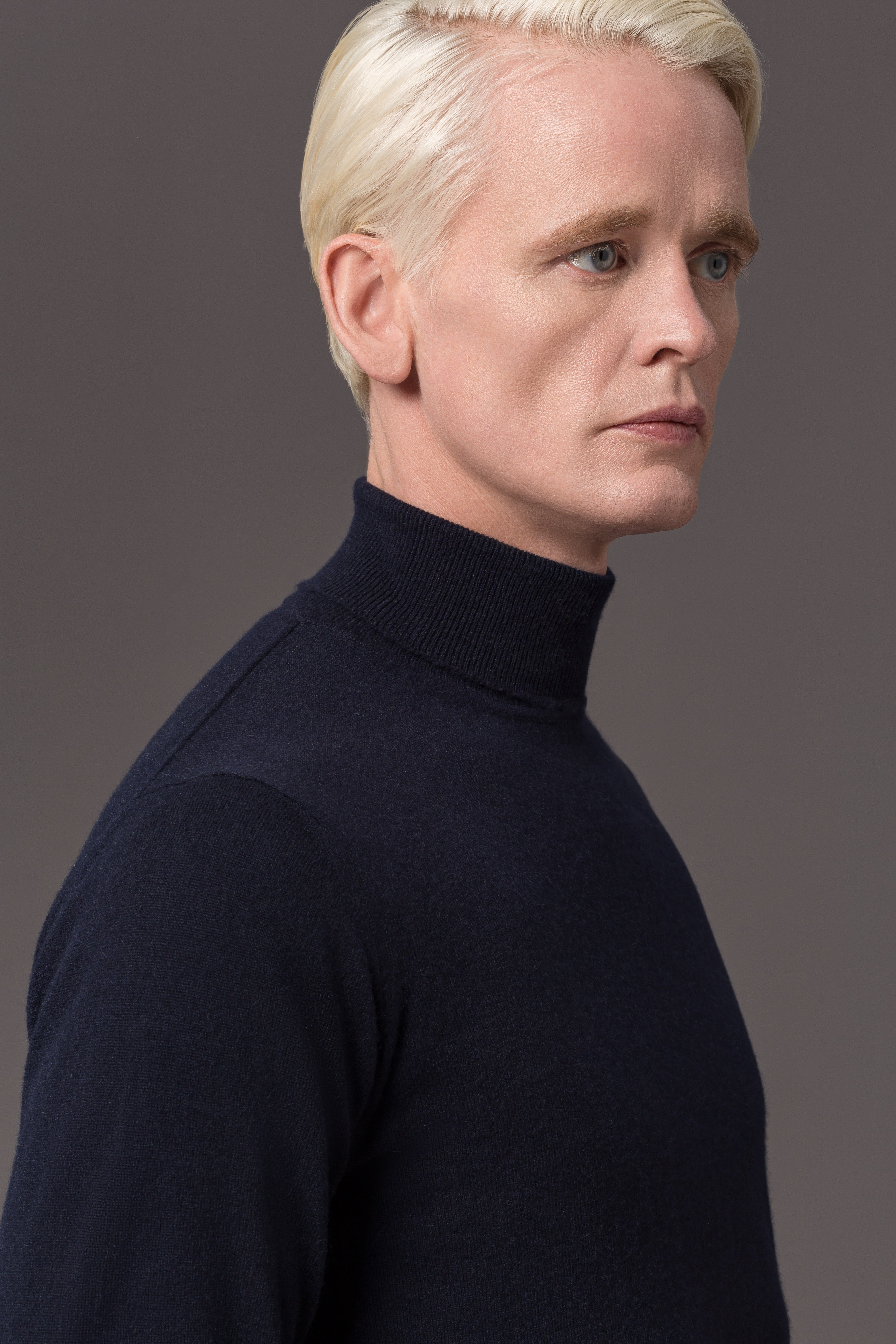 Turtleneck Sweater Fine Knit Navy