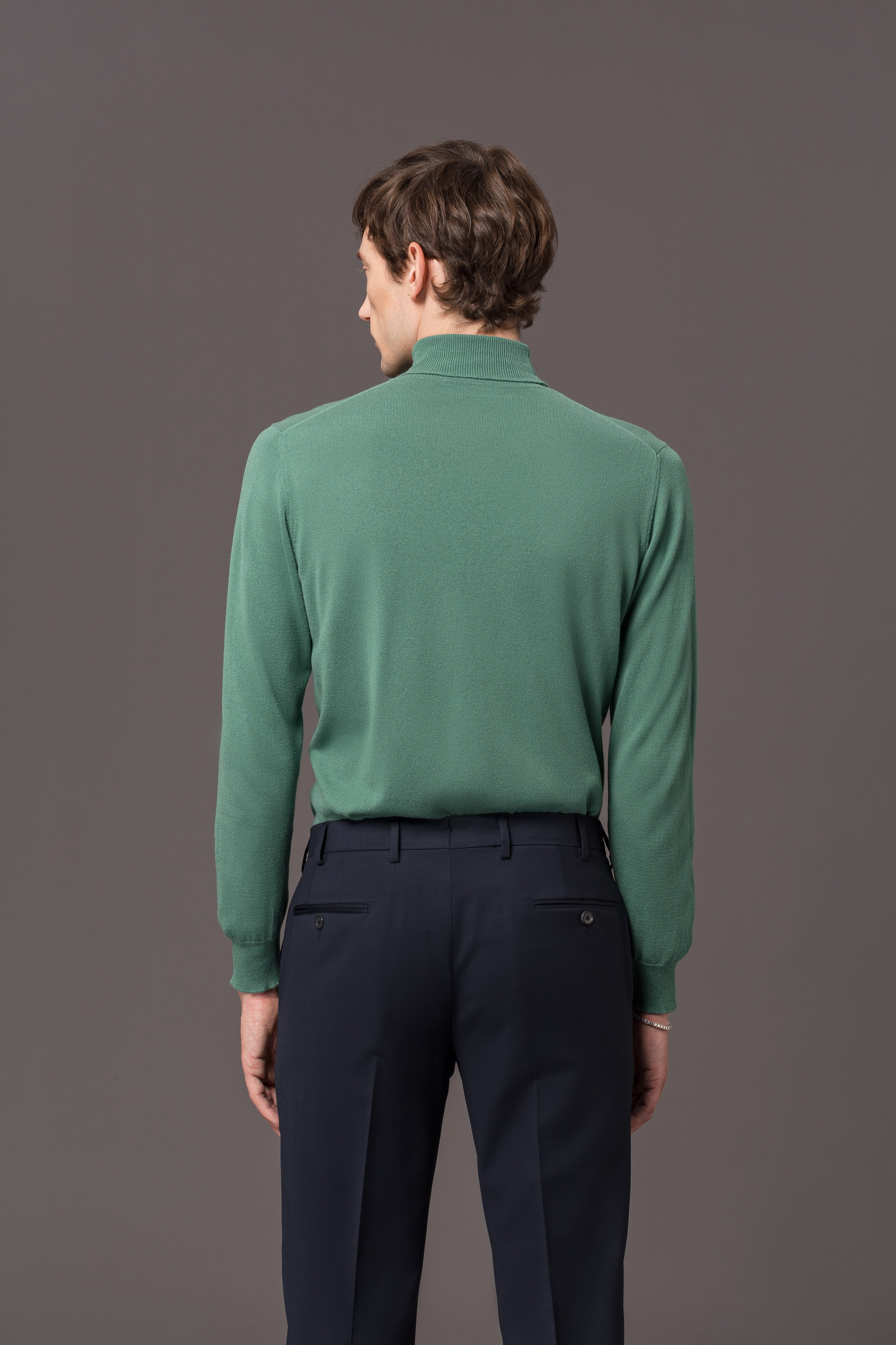 Turtleneck Sweater Fine Knit Sea Green