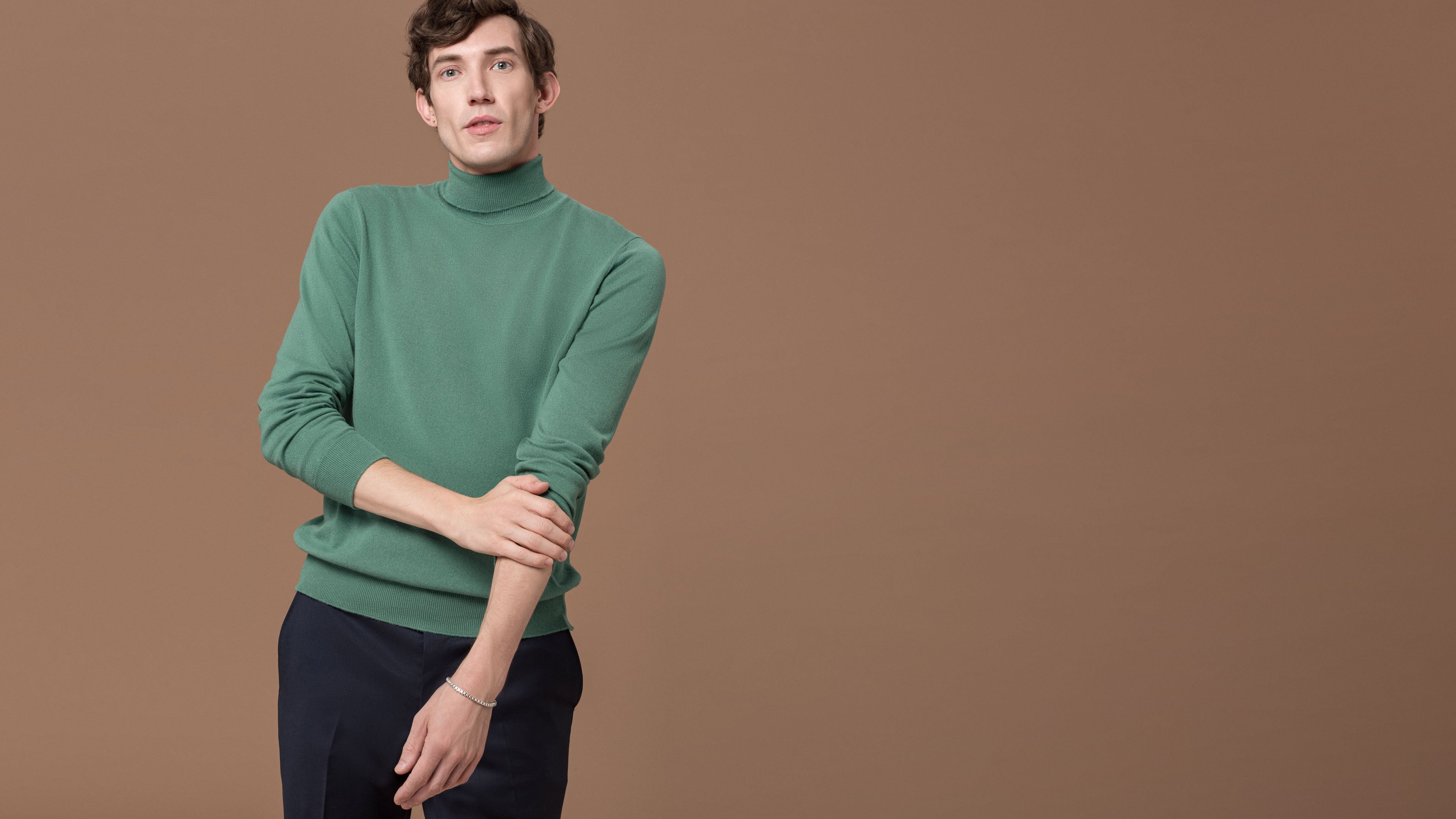 Turtleneck Sweater Fine Knit Sea Green